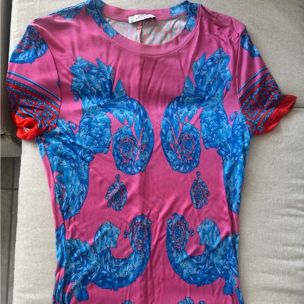Versace Women's Top in Pink and Blue